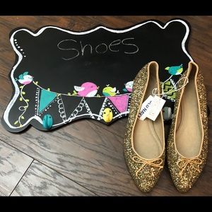 Old Navy Gold glitter slip ons flat